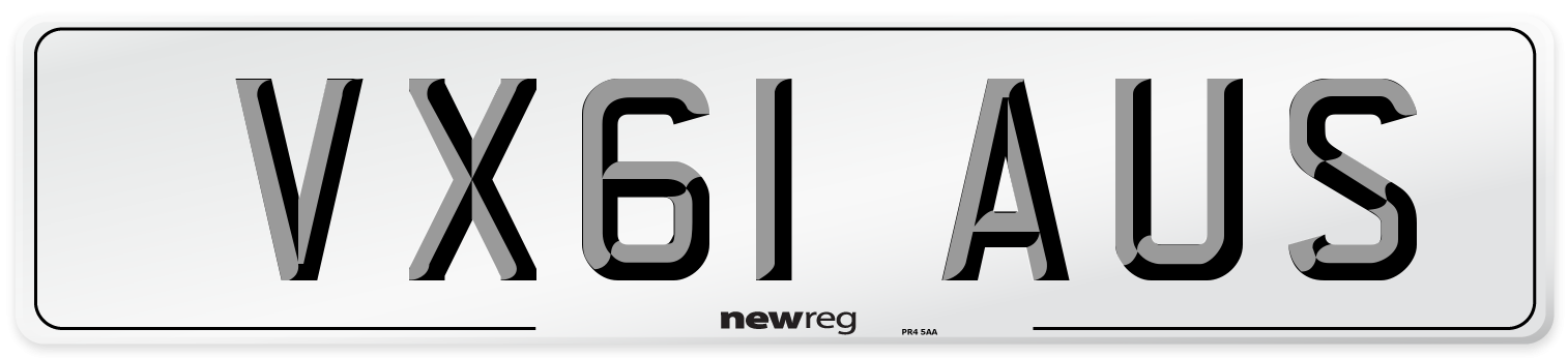 VX61 AUS Number Plate from New Reg